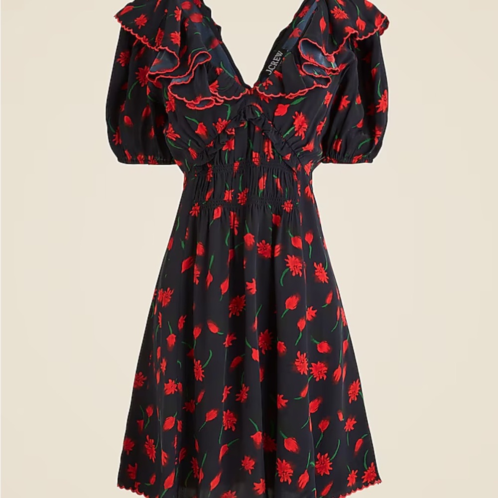 Jcrew Ruffle-collar mini dress in painted daisy print - Picture 4 of 7